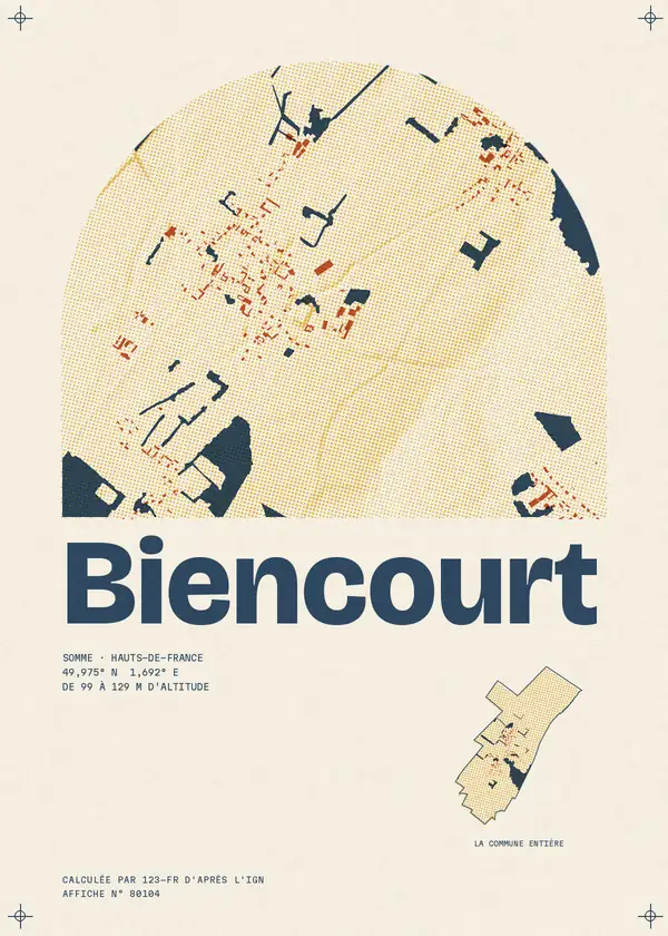 Affiche de Biencourt, calculée par 123-fr d'après l'IGN