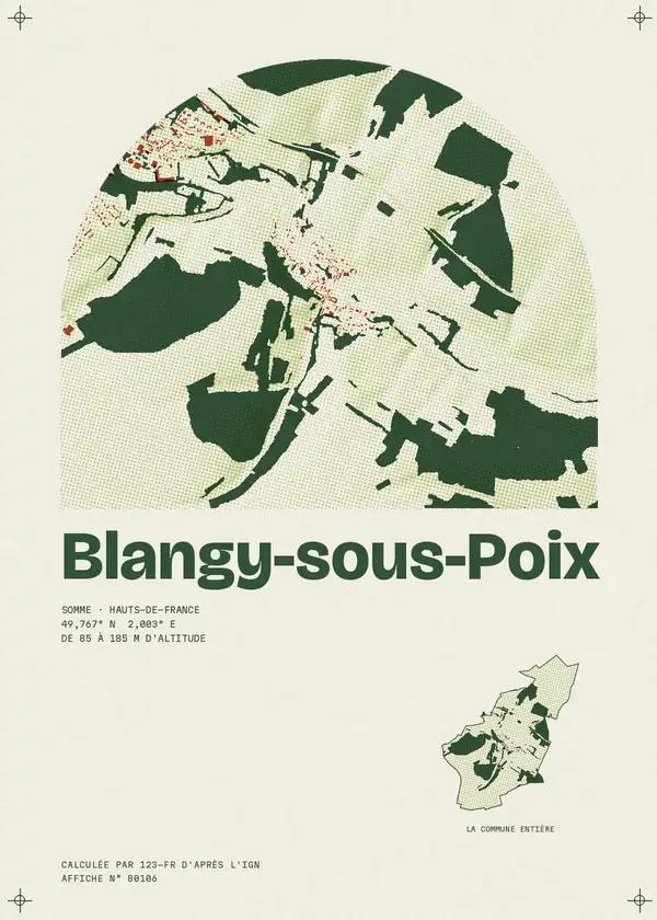 Affiche de Blangy-sous-Poix, calculée d'après l'IGN