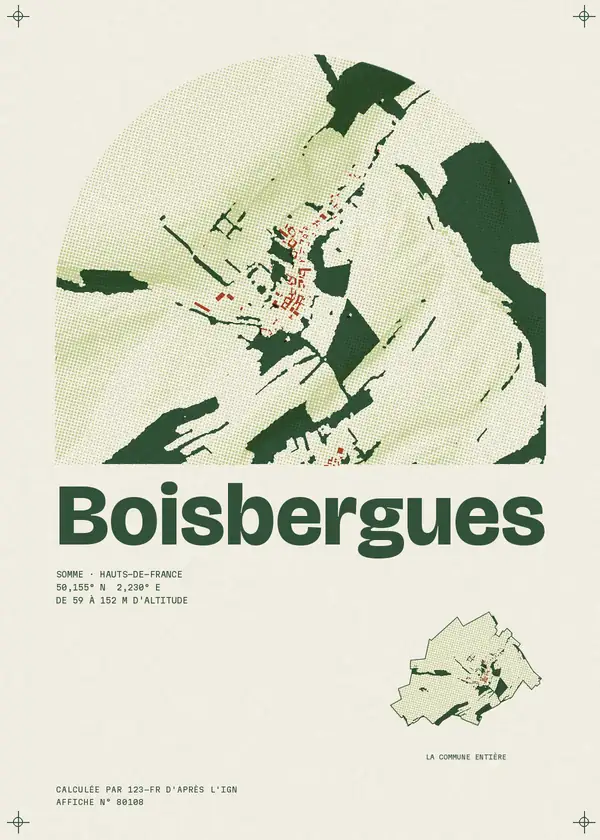 Affiche de Boisbergues, calculée par 123-fr d'après l'IGN