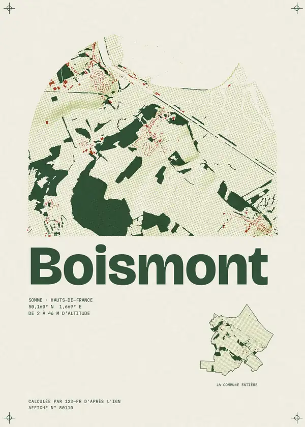 Affiche de Boismont, calculée par 123-fr d'après l'IGN