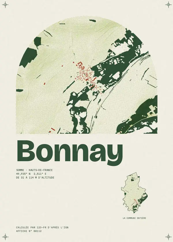 Affiche de Bonnay, calculée par 123-fr d'après l'IGN