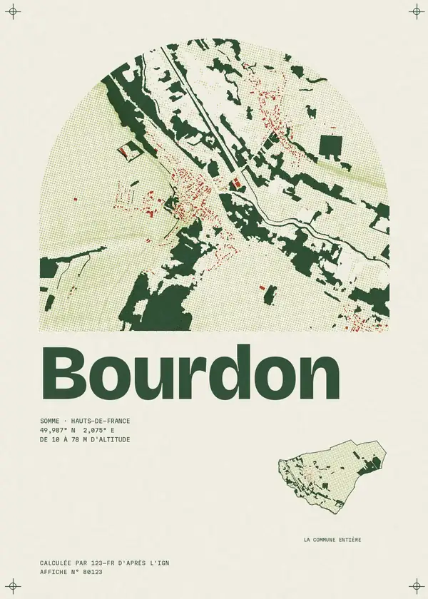 Affiche de Bourdon, calculée par 123-fr d'après l'IGN