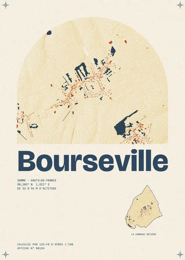 Affiche de Bourseville, calculée par 123-fr d'après l'IGN