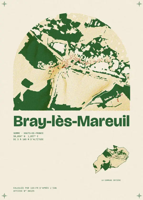 Affiche de Bray-lès-Mareuil, calculée par 123-fr d'après l'IGN