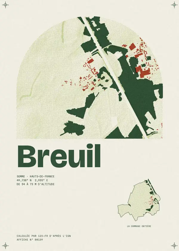 Affiche de Breuil, calculée par 123-fr d'après l'IGN
