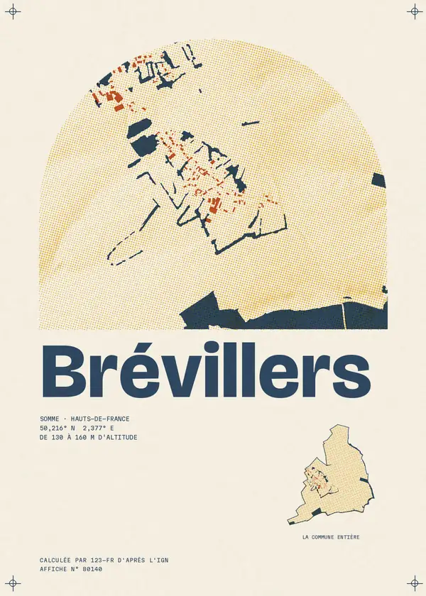 Affiche de Brévillers, calculée par 123-fr d'après l'IGN