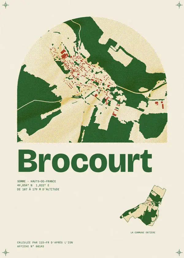 Affiche de Brocourt, calculée par 123-fr d'après l'IGN