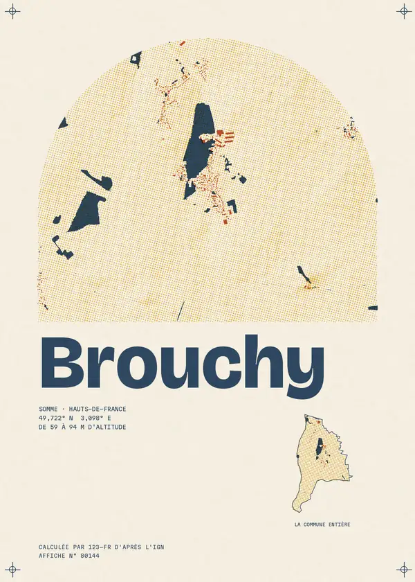 Affiche de Brouchy, calculée par 123-fr d'après l'IGN