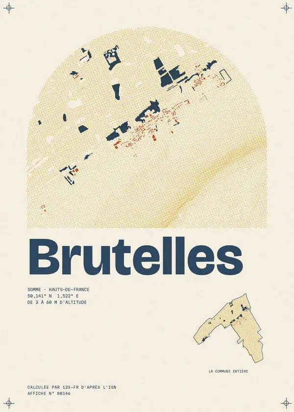 Affiche de Brutelles, calculée par 123-fr d'après l'IGN