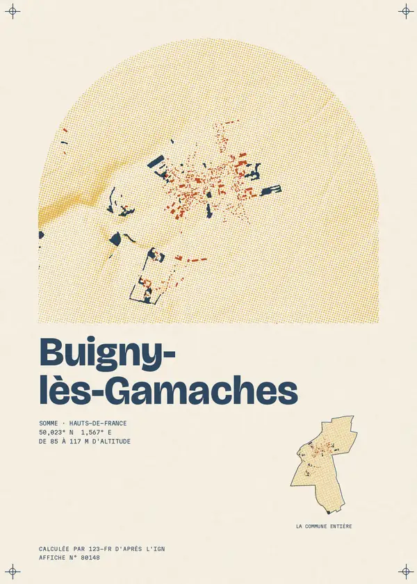 Affiche de Buigny-lès-Gamaches, calculée par 123-fr d'après l'IGN
