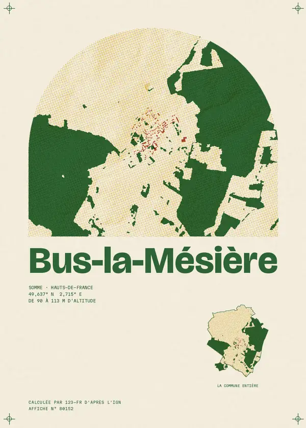 Affiche de Bus-la-Mésière, calculée par 123-fr d'après l'IGN