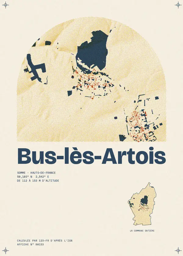 Affiche de Bus-lès-Artois, calculée par 123-fr d'après l'IGN