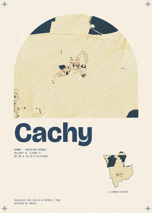 Affiche de Cachy, calculée par 123-fr d'après l'IGN