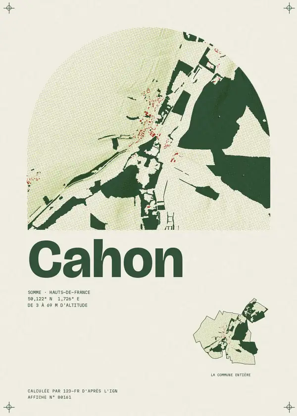Affiche de Cahon, calculée par 123-fr d'après l'IGN