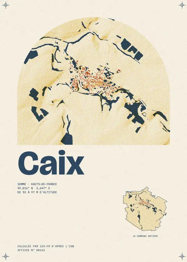 Affiche de Caix, calculée par 123-fr d'après l'IGN