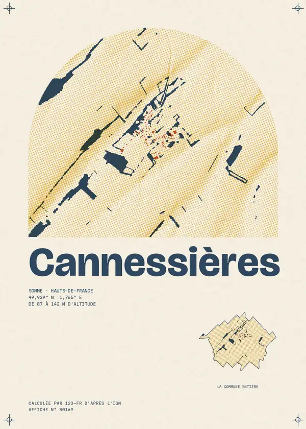Affiche de Cannessières, calculée par 123-fr d'après l'IGN