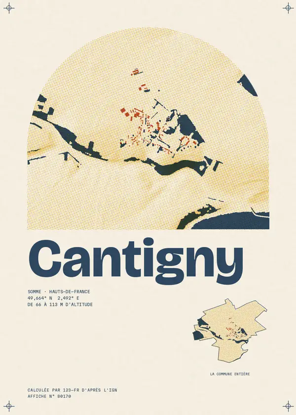 Affiche de Cantigny, calculée par 123-fr d'après l'IGN