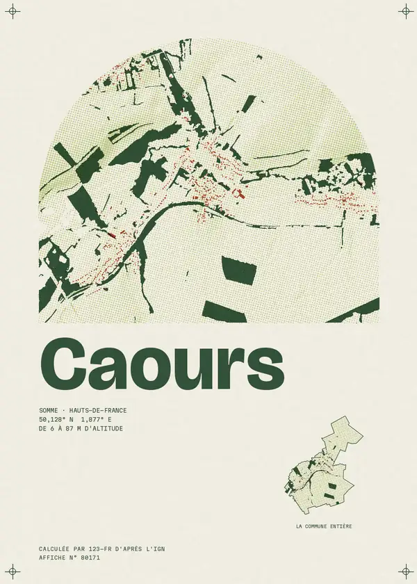 Affiche de Caours, calculée par 123-fr d'après l'IGN