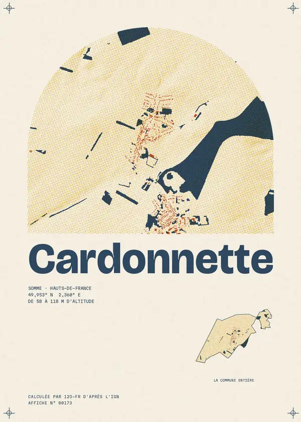 Affiche de Cardonnette, calculée par 123-fr d'après l'IGN