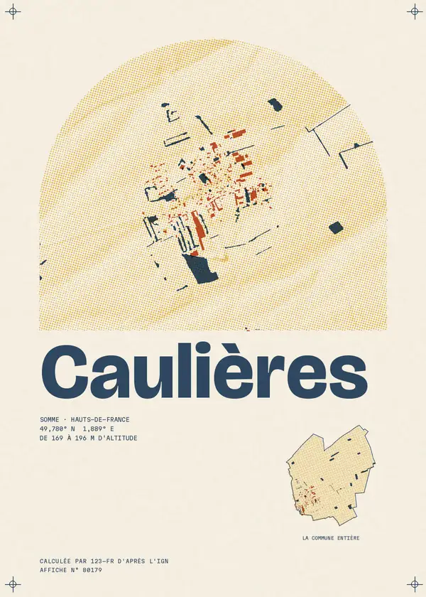 Affiche de Caulières, calculée par 123-fr d'après l'IGN