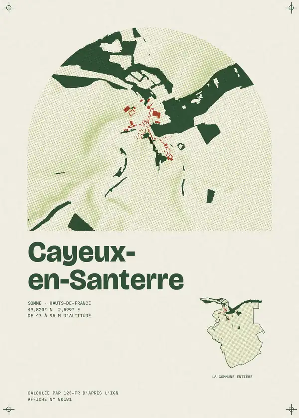 Affiche de Cayeux-en-Santerre, calculée par 123-fr d'après l'IGN