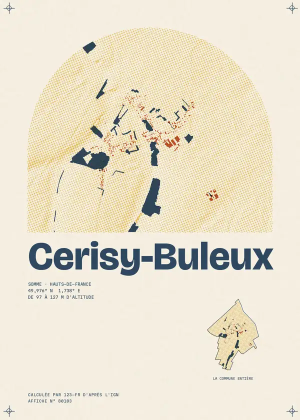 Affiche de Cerisy-Buleux, calculée par 123-fr d'après l'IGN
