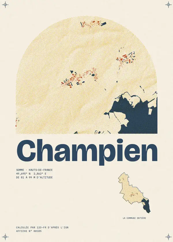 Affiche de Champien, calculée par 123-fr d'après l'IGN