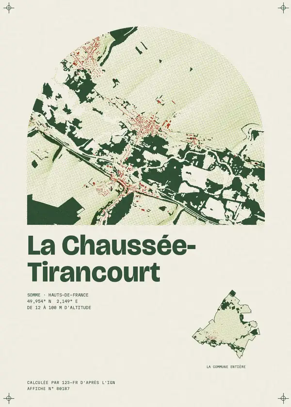Affiche de La Chaussée-Tirancourt, calculée par 123-fr d'après l'IGN