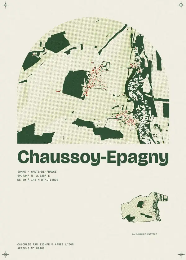 Affiche de Chaussoy-Epagny, calculée par 123-fr d'après l'IGN