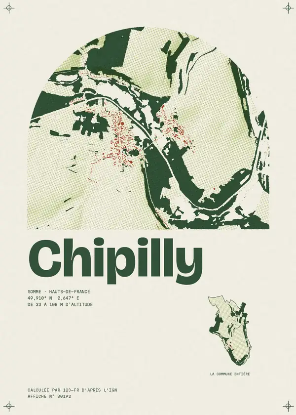 Affiche de Chipilly, calculée par 123-fr d'après l'IGN