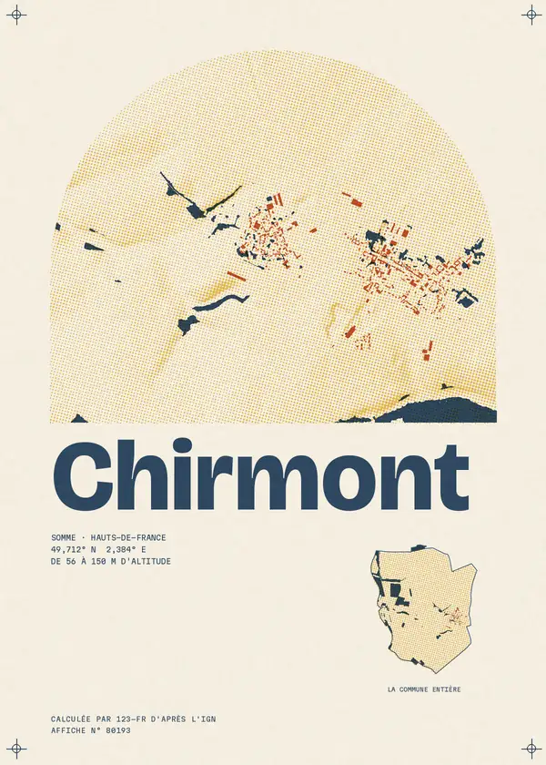 Affiche de Chirmont, calculée par 123-fr d'après l'IGN