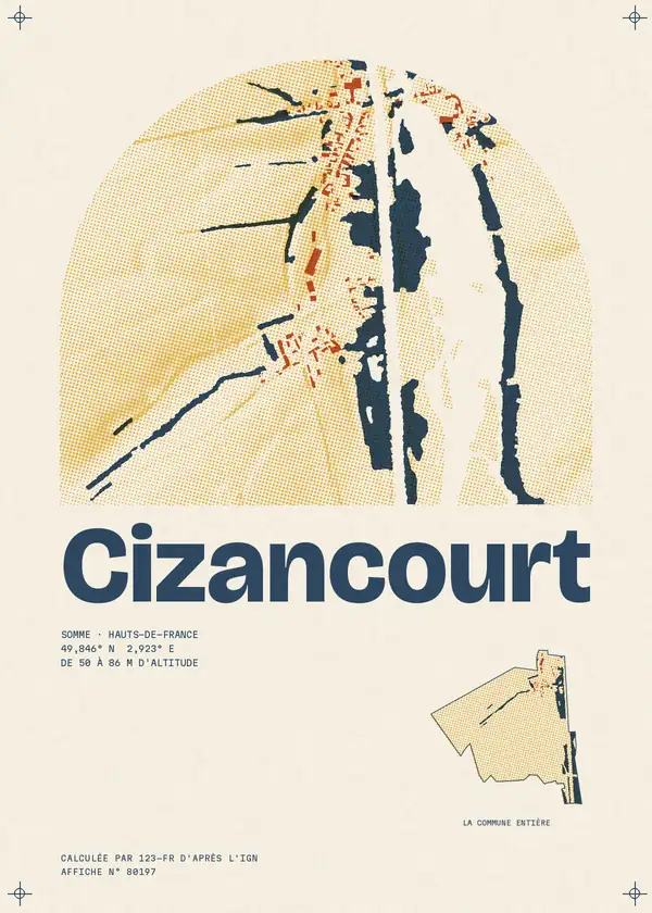 Affiche de Cizancourt, calculée par 123-fr d'après l'IGN