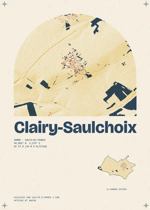 Affiche de Clairy-Saulchoix, calculée par 123-fr d'après l'IGN