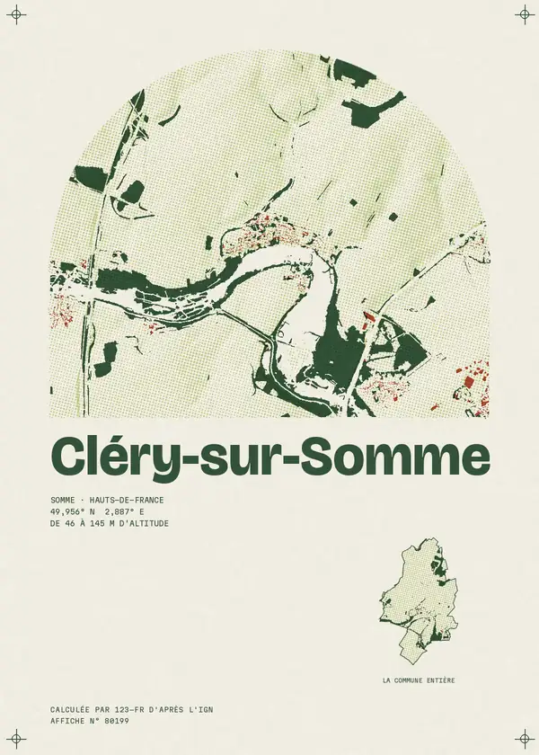 Affiche de Cléry-sur-Somme, calculée par 123-fr d'après l'IGN
