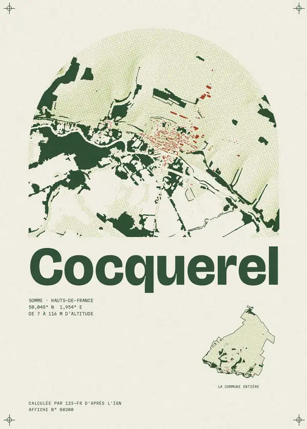 Affiche de Cocquerel, calculée par 123-fr d'après l'IGN