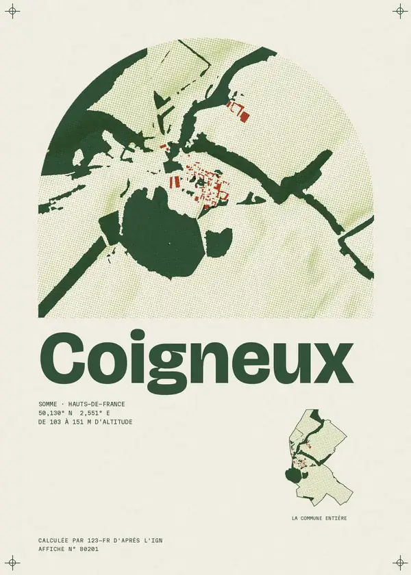 Affiche de Coigneux, calculée par 123-fr d'après l'IGN