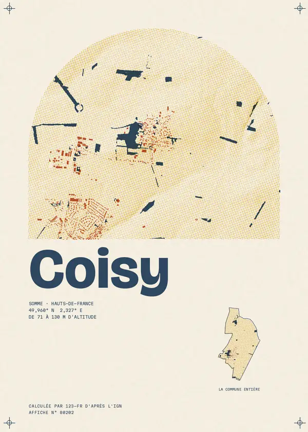 Affiche de Coisy, calculée par 123-fr d'après l'IGN