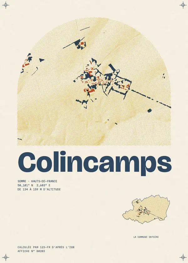 Affiche de Colincamps, calculée par 123-fr d'après l'IGN