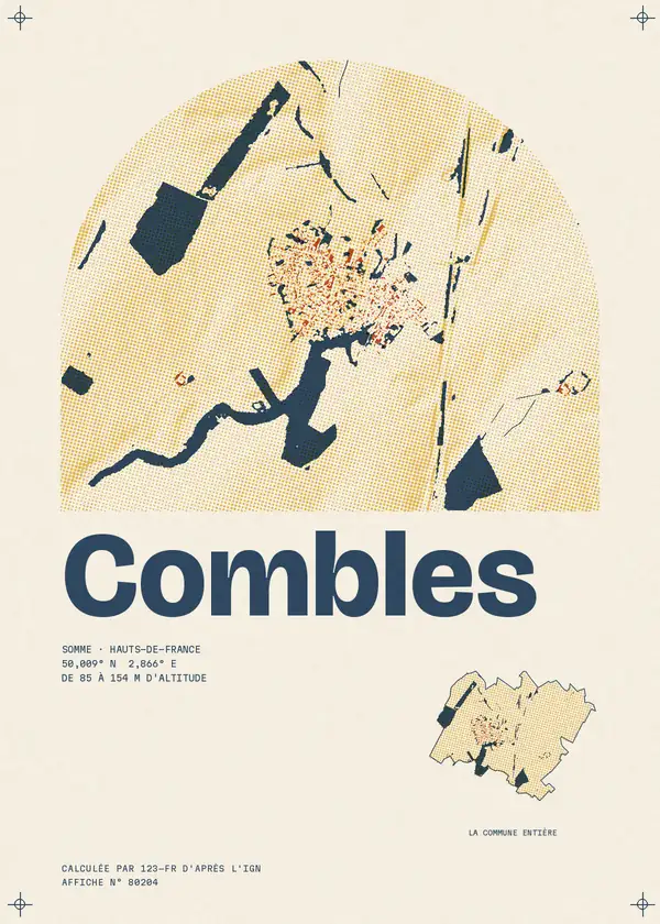 Affiche de Combles, calculée par 123-fr d'après l'IGN