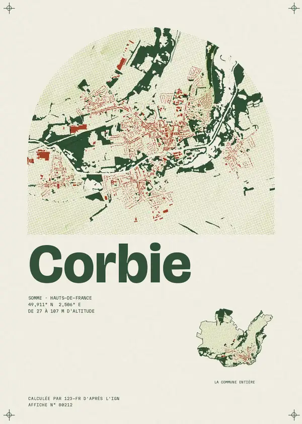 Affiche de Corbie, calculée par 123-fr d'après l'IGN