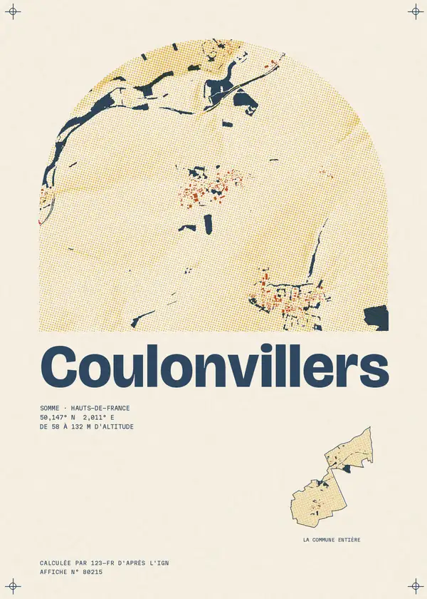 Affiche de Coulonvillers, calculée par 123-fr d'après l'IGN