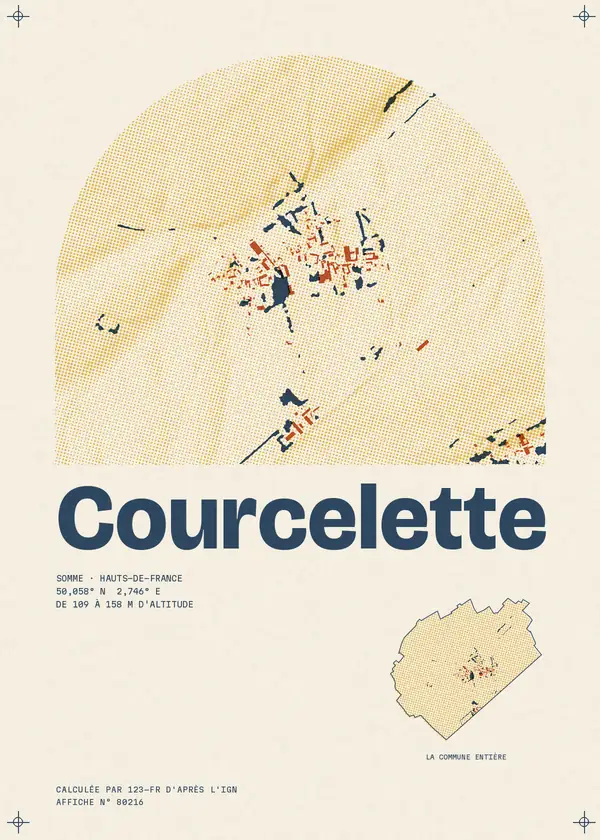 Affiche de Courcelette, calculée par 123-fr d'après l'IGN