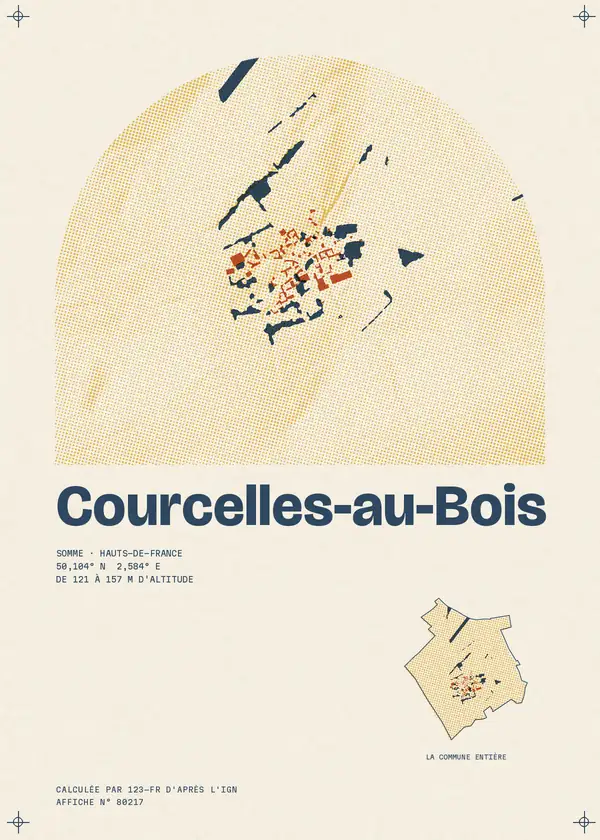 Affiche de Courcelles-au-Bois, calculée par 123-fr d'après l'IGN