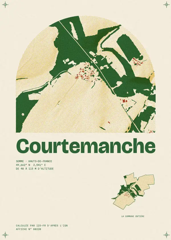 Affiche de Courtemanche, calculée par 123-fr d'après l'IGN