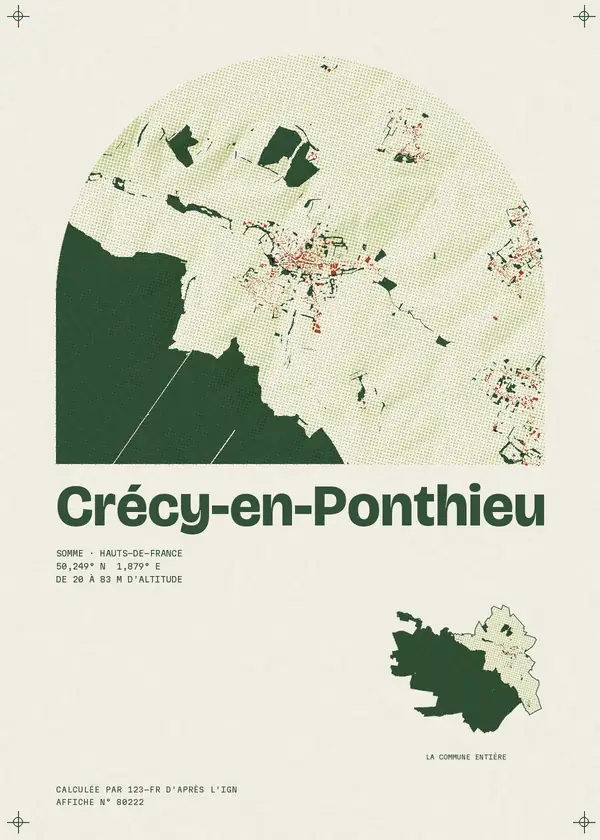 Affiche de Crécy-en-Ponthieu, calculée par 123-fr d'après l'IGN