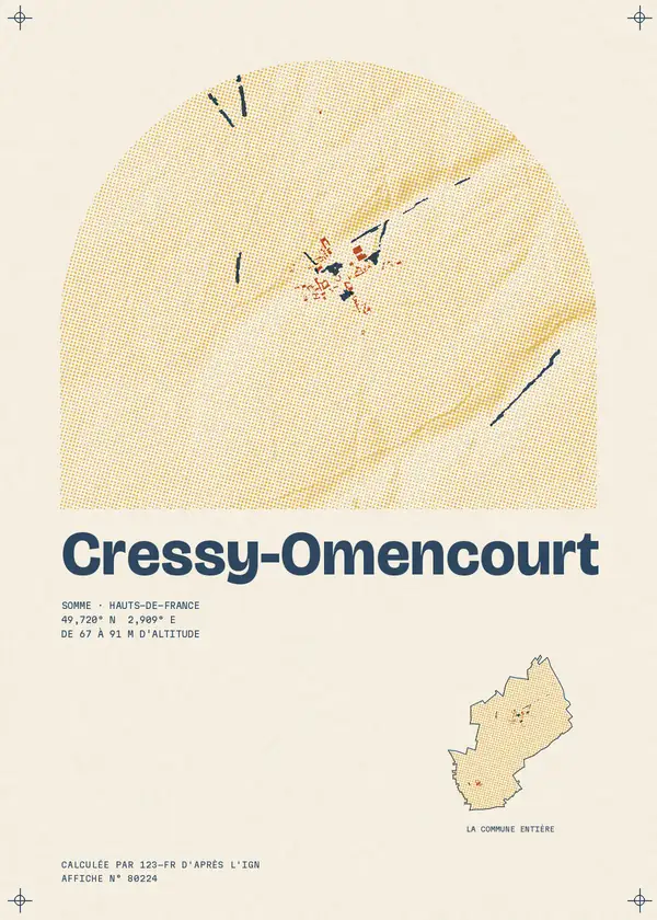Affiche de Cressy-Omencourt, calculée par 123-fr d'après l'IGN