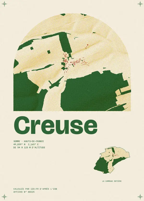 Affiche de Creuse, calculée par 123-fr d'après l'IGN