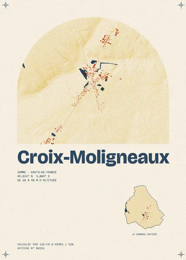 Affiche de Croix-Moligneaux, calculée par 123-fr d'après l'IGN
