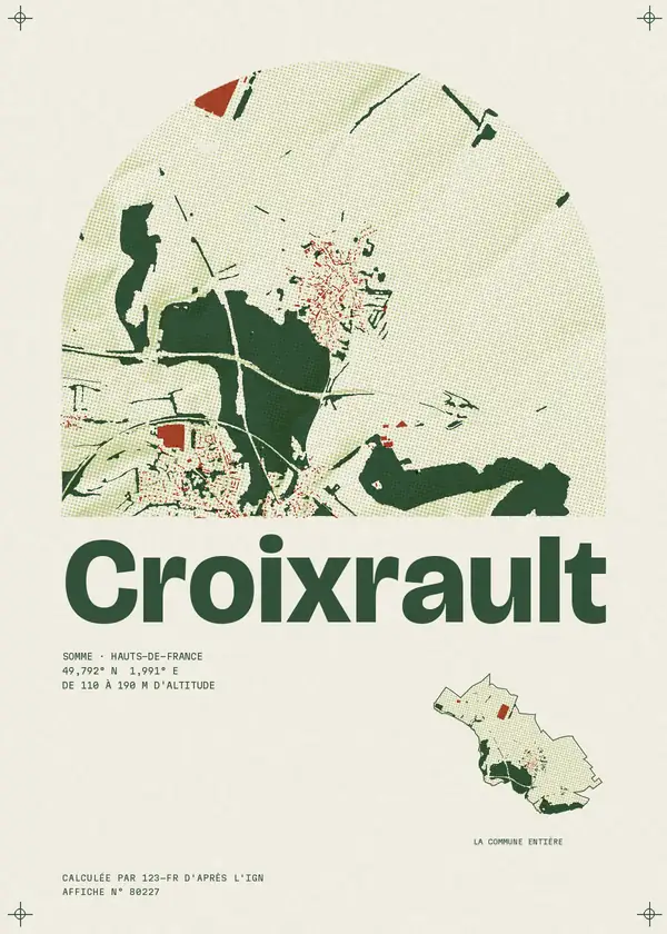 Affiche de Croixrault, calculée par 123-fr d'après l'IGN