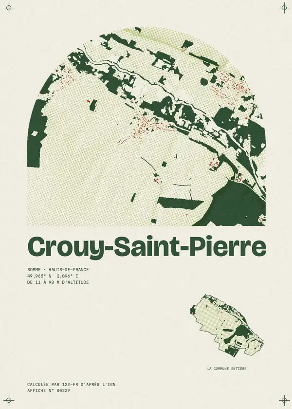 Affiche de Crouy-Saint-Pierre, calculée par 123-fr d'après l'IGN